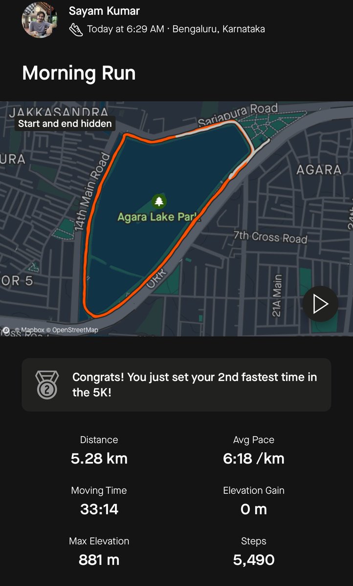 Slowly and steadily trying to complete 5k in 30mins