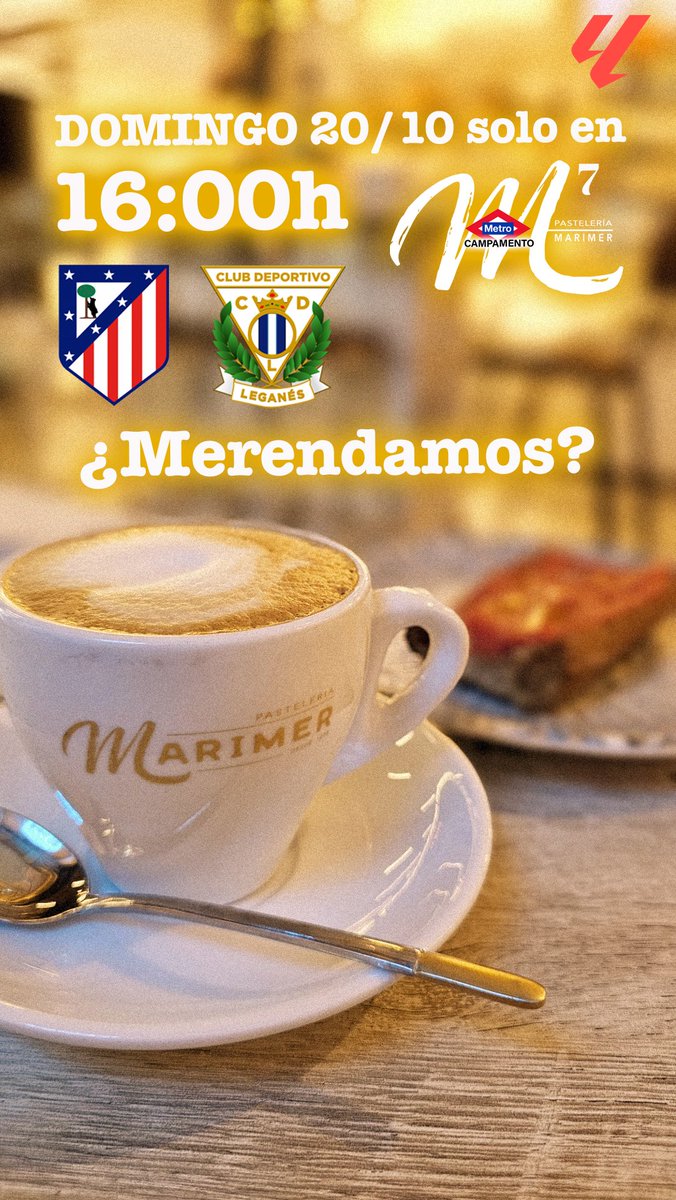 Mañana domingo Derby madrileño en #Marimer M7 
Avenida Padre Piquer, 6
Metro Campamento
¿Merendamos?
