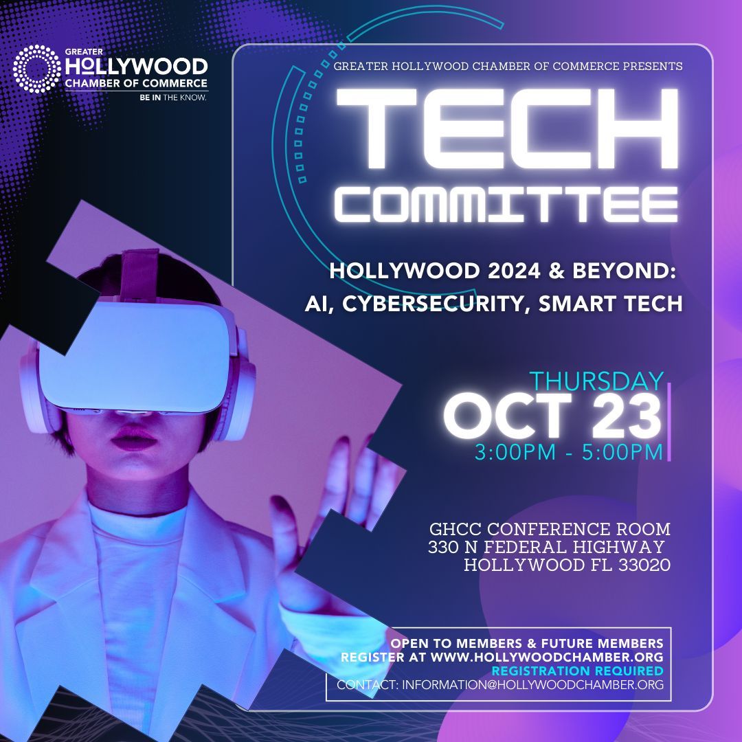 glenbenjamin's tweet photo. Join Us for the @ghollywoodcc Tech Committee Event: Hollywood 2024 and Beyond Wednesday 10/23 3P - 5P Register: https://t.co/zGylsQX7RJ @glenbenjamin @laninfotech #AI #Cybersecurity #Smart #Technologies #hollywoodchamber #laninfotech #becybersmart #besafe https://t.co/ef8BtKOCL9