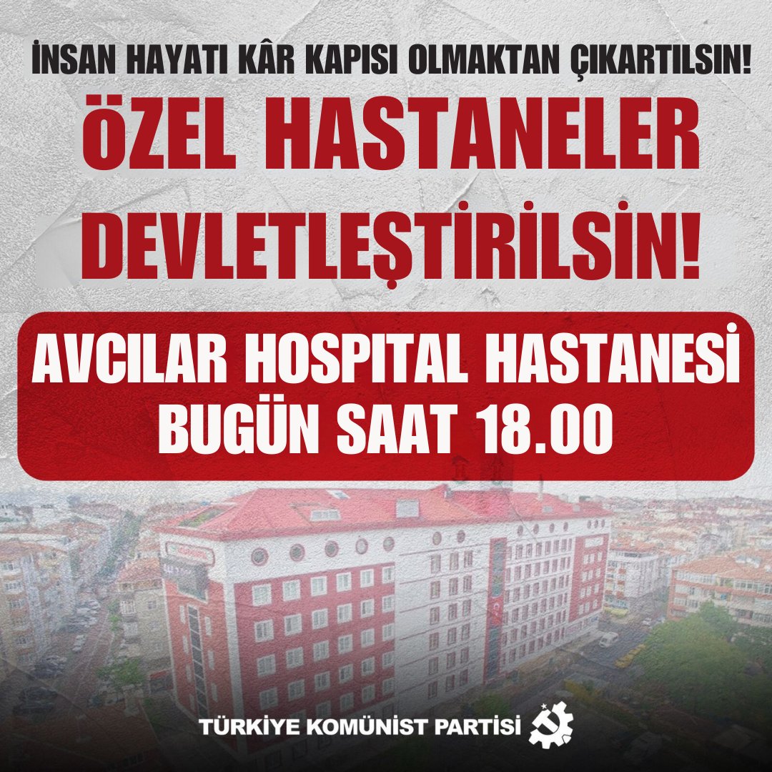 Özel sektörün yağmasına, işlenen cinayetlere, insan hayatının alınıp satılmasına seyirci kalmıyoruz.

Bugün saat 18.00'da Yenidoğan Çetesi skandalıyla gündeme gelen Avcılar Hospital önünde eylemdeyiz!