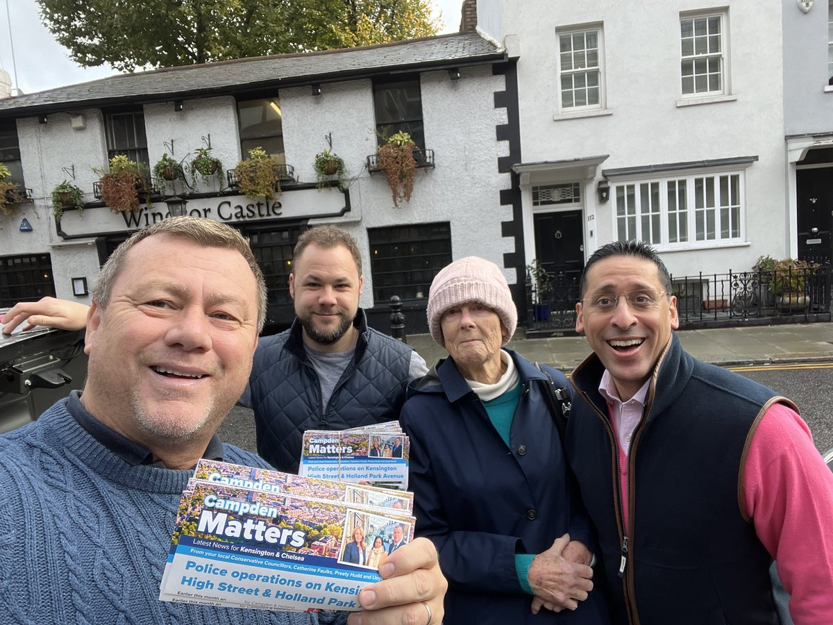 Great to be out in Campden Ward in Kensington this morning, dodging the showers, with brilliant, tireless colleagues, reminding local residents of the brilliant services and amenities that only a well-run Conservative borough can deliver <a href="/KCFConservative/">Kensington, Chelsea & Fulham Conservatives</a>