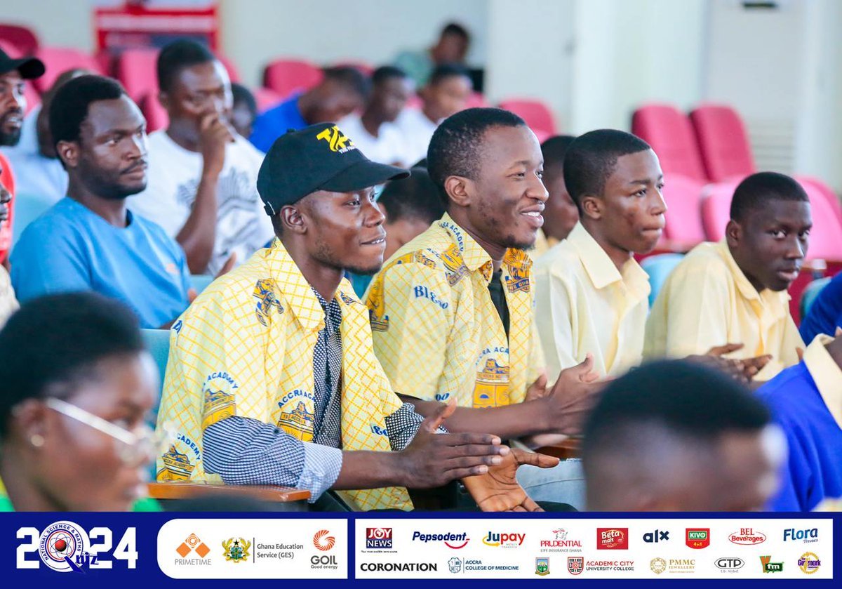 NSMQGhana's tweet photo. AUDITORIUM 900

End of contest

Accra Academy: 45pts
Oyoko Methodist SHS: 36pts
St. Joseph Sem. SHS: 28pts

Accra Academy advances to the next stage of the competition!

#NSMQ2024 #NSMQOneEighth #Primetime https://t.co/FVHRPxFjsA