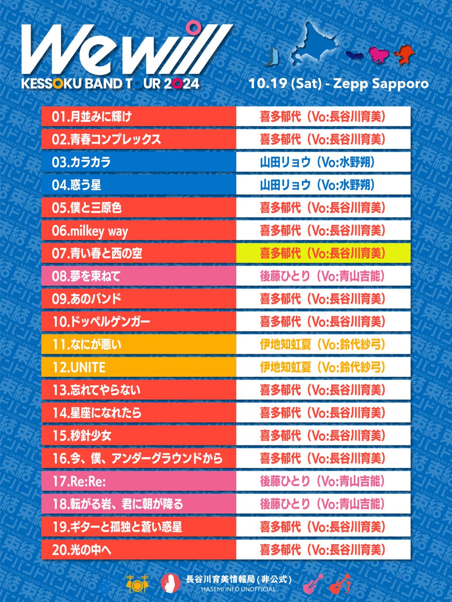 We will 札幌公演セトリ》 「結束バンド ZEPP TOUR 2024 “We will
