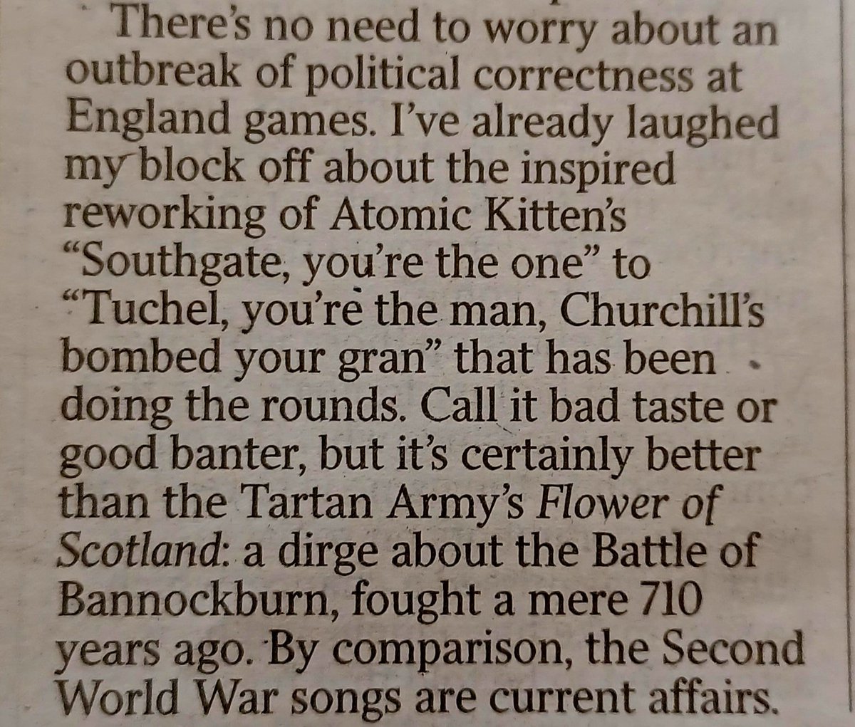 TommyCoyneBN1's tweet photo. This column by @henningwehn in today's @thetimes is brilliant, IMHO.
#Tuchel #EnglandManager ๐
https://t.co/ppNH4RlAZb