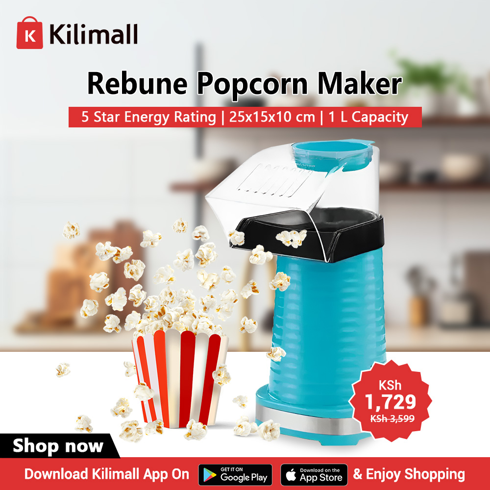 Kilimall's tweet image. 🥳&amp;gt;&amp;gt; k.kili.co/16005 Biashara ishike sasa na Rebune hot air popcorn maker machine discounted to KSh1,729😍✨
Download the Kilimall app from google play store/app store, use the code 10001061379 to search for it and order today🥳
#Kilimall #rebune #popcornmaker #affordable