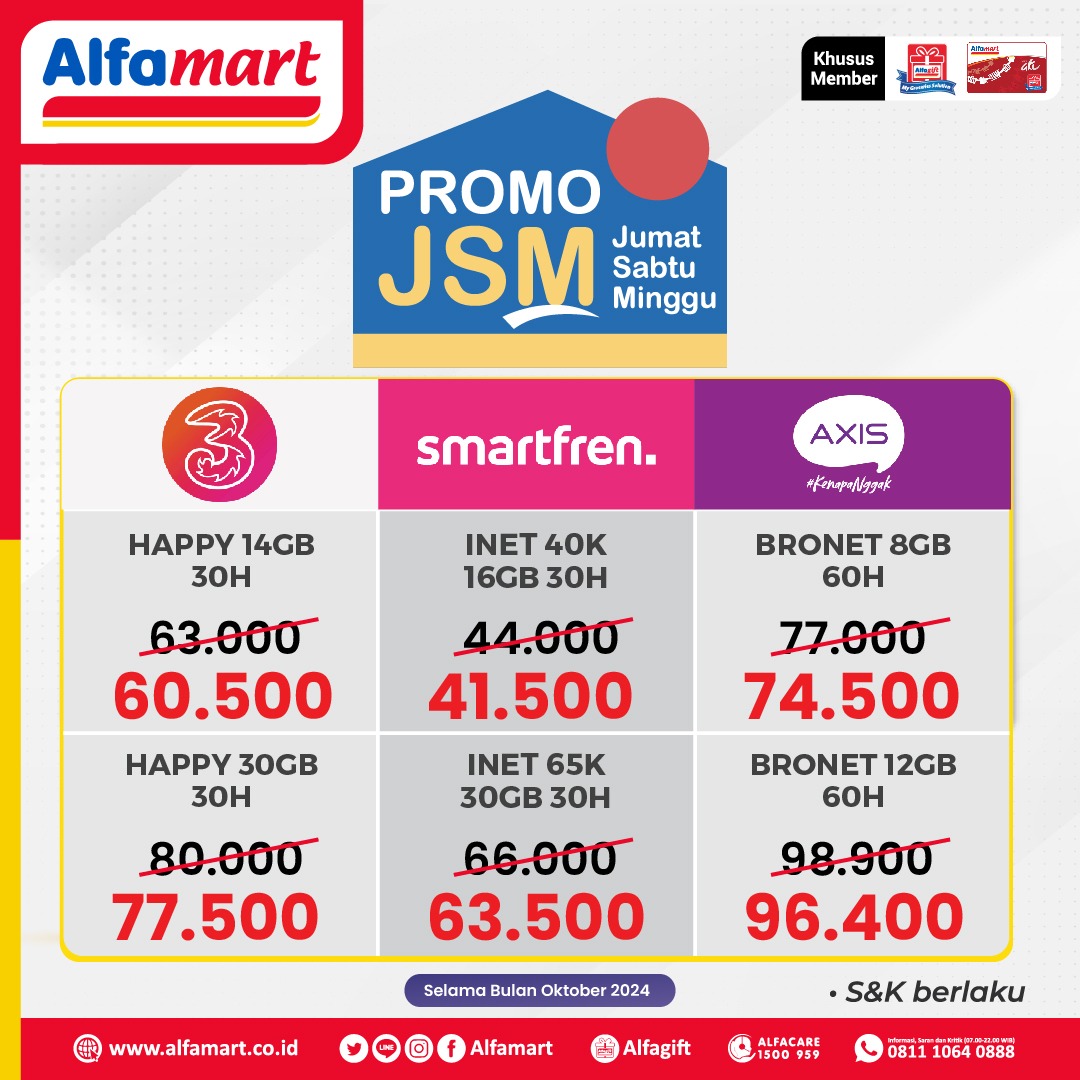 alfamart's tweet photo. ✨ Hampa itu saat Weekend paket data habis ☹️
Yuk buruan isi ulang paket data dan Pulsamu hanya di Alfamart soalnya lagi ada promo spesial untuk provider favoritmu.
*S&K berlaku
#Alfamart #Alfagift #PromoJSMAlfamart #JSMAlfamart #PromoPaketdata https://t.co/gyEIheAXmI
