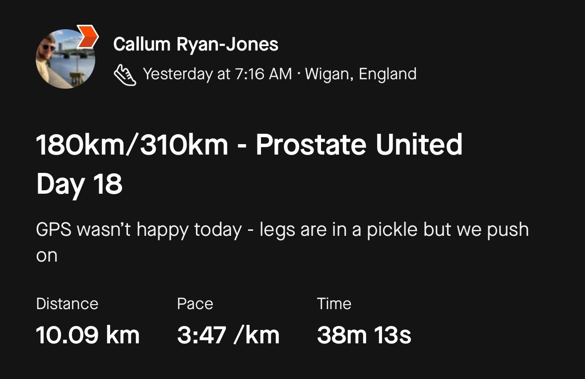 Day 15/16/17/18 <a href="/prostateunited/">Prostate United</a> <a href="/ProstateUK/">Prostate Cancer UK</a>
