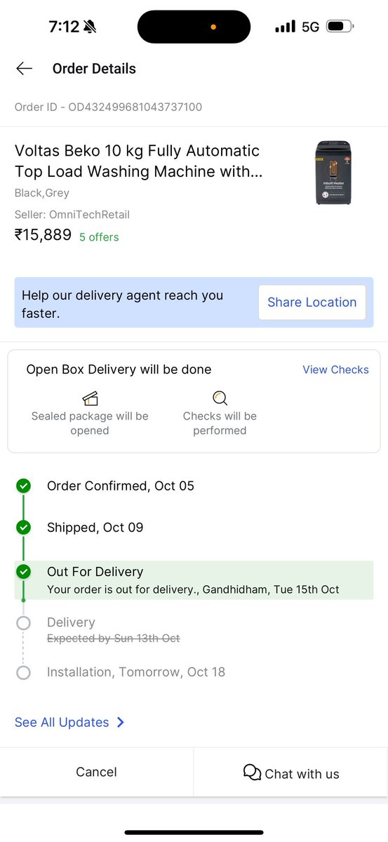 sultanagariya's tweet photo. @ekartlogistics @ekartlogistics 

Contacting since last 5 days not receiving my calls neither ekart and neither flipkart is helping in the issue and still hevent recieved my item from last 6 days it is showing out of delivery https://t.co/8jf5A9D9GO