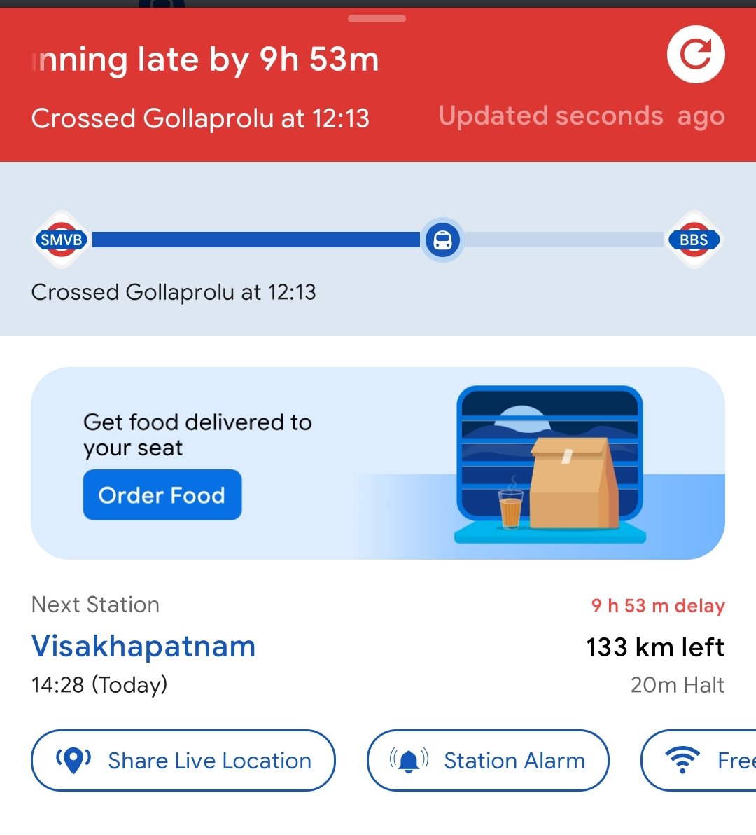purna_mansingh's tweet photo. Spent hours finding the perfect train that arrives during the day so I could catch a bus home. Now the train's running 10 hours late, reaching at midnight. Looks like I’ll be spending the night on the platform waiting for the morning bus. Why is traveling by train so painful? 😩 https://t.co/KkrgE84Udx
