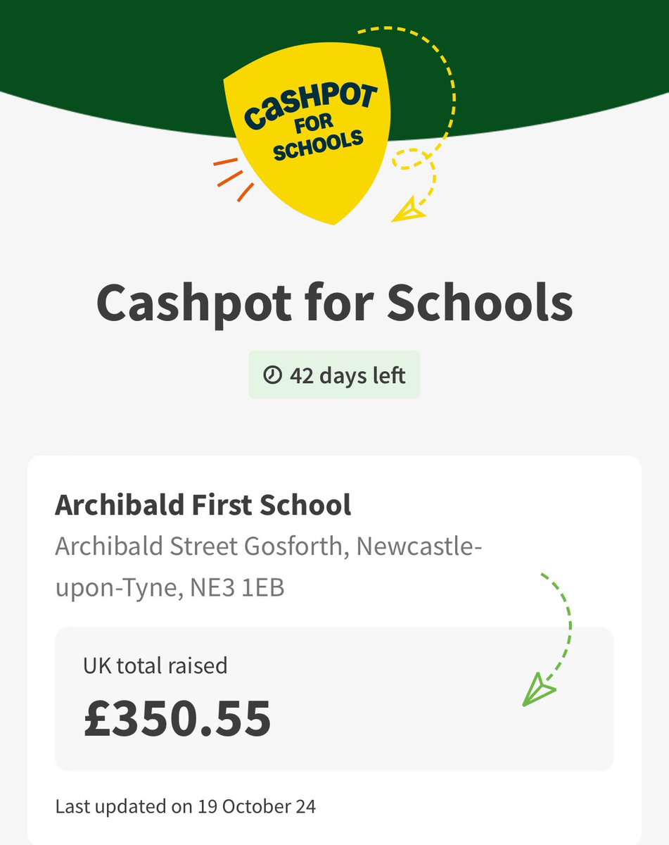 ArchibaldFirst's tweet photo. WOW! We have just over £350 in our Asda rewards cashpot for schools.

Thank you for all of your support! ⭐️

If you haven’t signed up yet you can do this through your Asda rewards account.

#AFSFamily #AFSTogether https://t.co/TbEglTtKHn