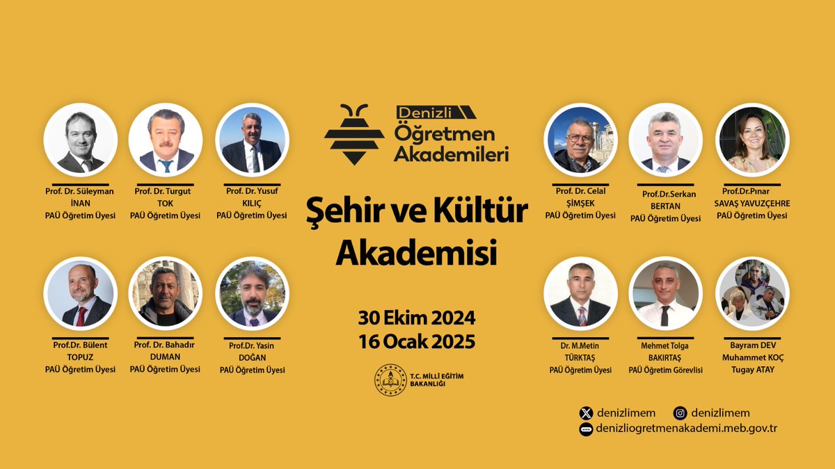 denizlimem's tweet photo. Denizli Öğretmen Akademileri,  alanında  uzman kişilerle bir araya gelerek öğretmenlerimize  ilham vermeye devam ediyor.

12 hafta sürecek bu yolculukta   öğretmenlerimiz, mesleki gelişim fırsatlarını değerlendirmenin yanında  şehrimizin kültürel zenginliğine de dokunacaktır.

 Denizli İl Milli Eğitim Müdürlüğü olarak, öğretmenlerimizle; “Edebiyat”, “Şehir Ve Kültür”, “Müzik” ve “Biyografi“ akademilerinde buluşmayı heyecanla bekliyoruz.

@tcmeb 
@Yusuf__Tekin 
@emre_caliskan
