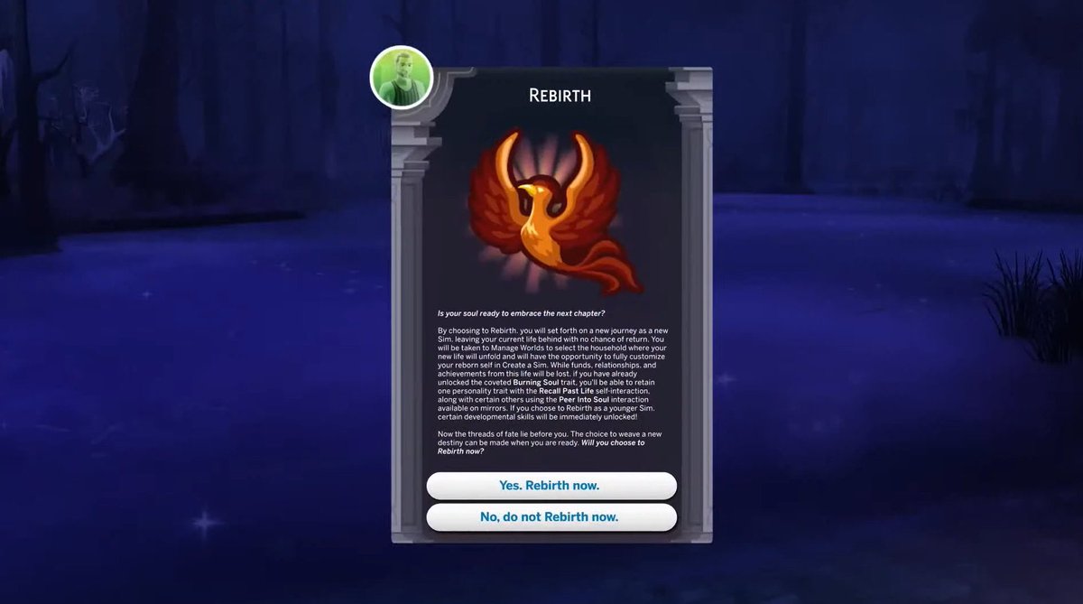 LadySimsALot's tweet photo. @TheHenfordHen @TheSims My theory is that it’s for the “Recall past life” interaction. https://t.co/d556hZgKGz