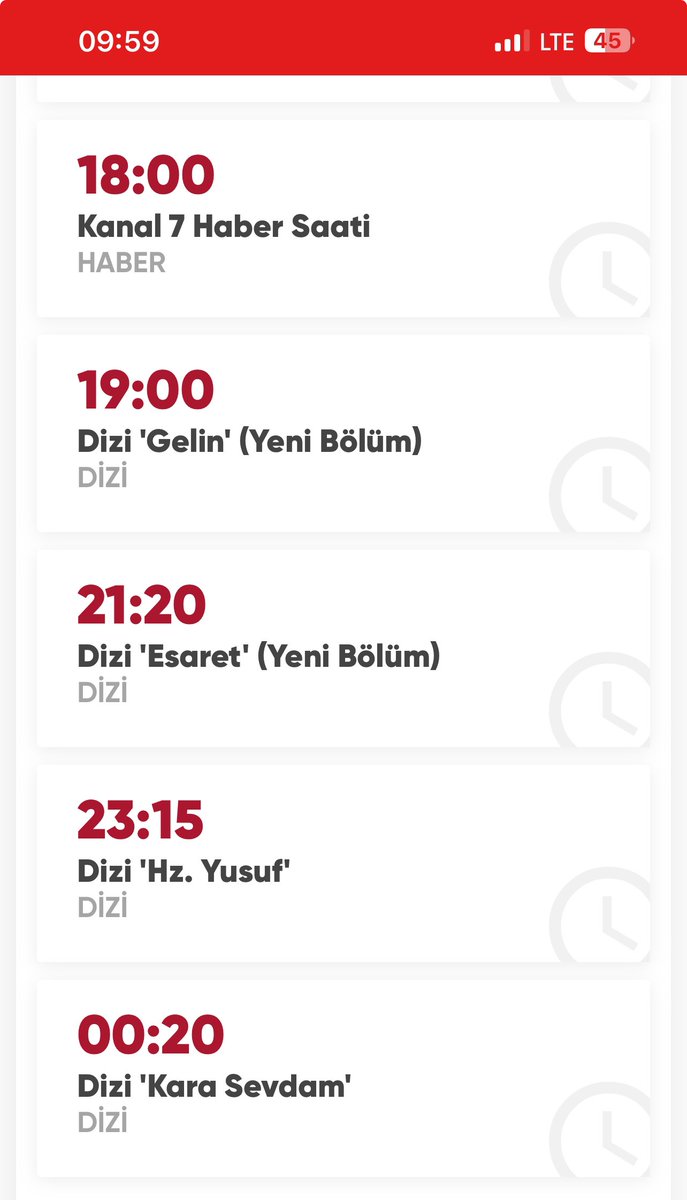 kanalın güncel akışı buyrun..bu yaptığınız da hakka girmek nasıl içiniz rahat ediyor?herkes kendi saatinde kalsaydı herhangi bi sorun olmayacaktı gerçekten yazıklar olsun herkesin emeğini bi çırpıda siliyorsunuz.
<a href="/kanal7/">Kanal 7</a>  <a href="/Kanal7Dizileri/">Kanal 7 Dizileri</a>  <a href="/ruzgarlitepetv/">Rüzgarlı Tepe</a>

#rüzgarlıtepe • #zeyhal