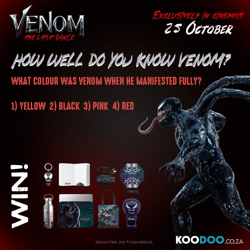 Koodoo_sa's tweet photo. The third question is here!
Submit your answer in the comments and ensure you're subscribed to our newsletter
The winners will be selected
in the week the movie releases.
May the odds be ever in your favour!
#Venom #KOOODOO #TheLastDance https://t.co/oUiuWfYS2F