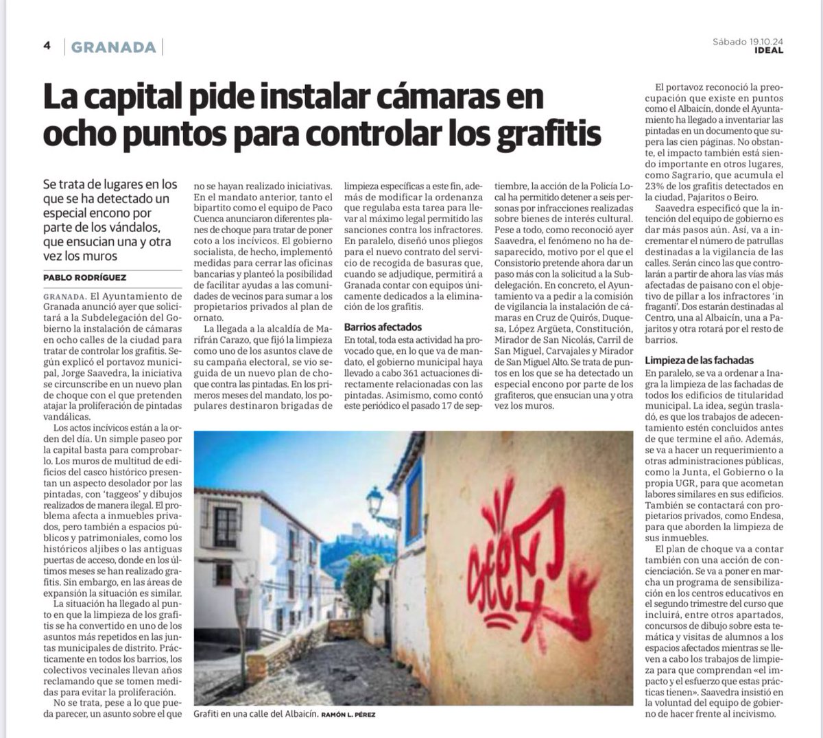 Ponemos en marcha un plan transversal para eliminar las pintadas y sensibilizar, especialmente a los mas pequeños, sobre el daño que producen a nuestro Patrimonio y mobiliario público.