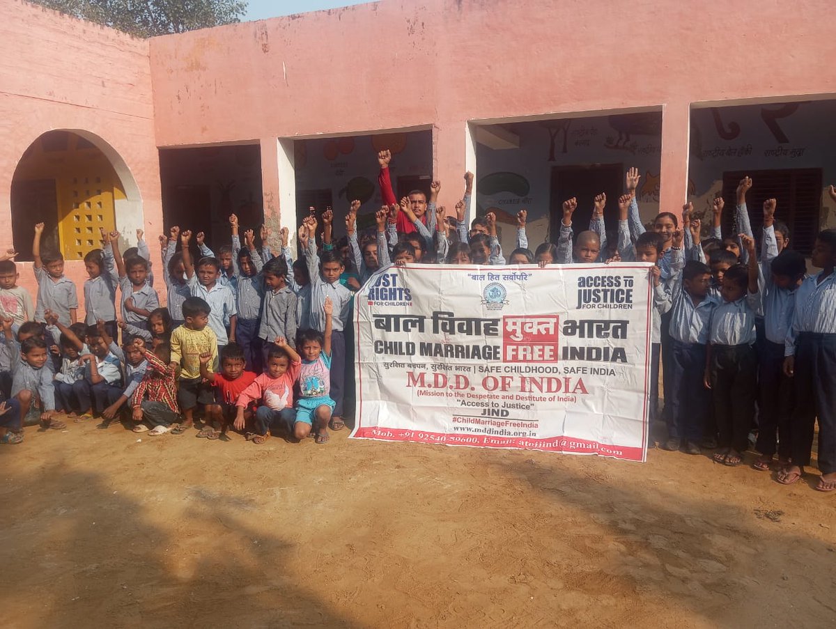 child_haryana's tweet photo. "Child marriage is a violation of human rights and must be stopped for the sake of future generations."
MDD OF INDIA (JIND) organized a campaign in Jind to create awareness about child marriage.
#UnitedAgainstChildMarriage
#BalVivahSeAzadi
#betibachaobetipadhao
#kscfindia https://t.co/H2qOhsf30l