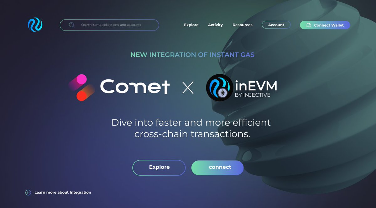 Zyrotoshi's tweet photo. 🌟 New inEVM integration alert: Comet x Injective! ☄️
The #InstantGas feature now seamlessly integrates with @inEVM_ by @injective, bringing faster and more efficient cross-chain transactions! 🚀
Explore it here: https://t.co/xJCh6ifUoh
$INJ #inEVM #Injective #CrossChain https://t.co/CWFX2zLG5h