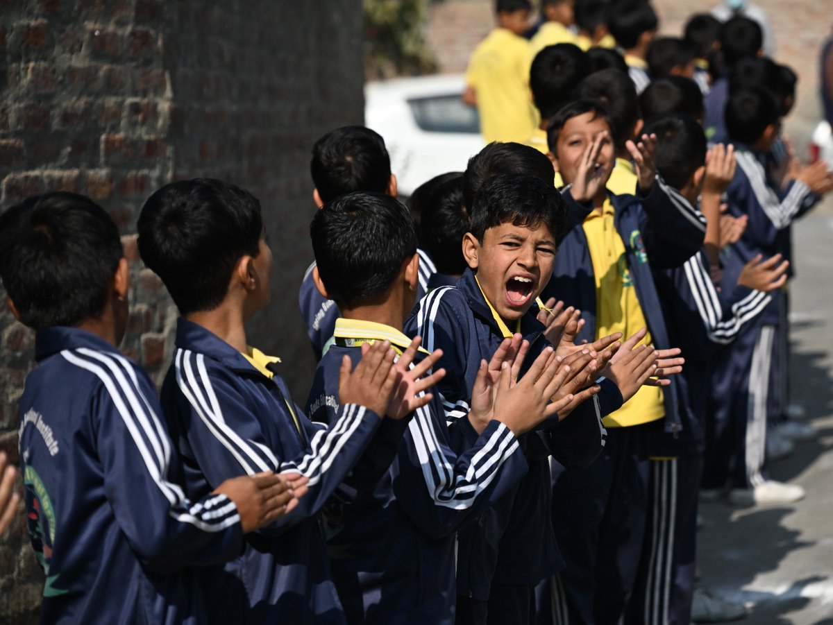Students participate enthusiastically in the 2024 cross-country run organised by Spring Buds Educational Institute in Ompora, Budgam, Central Kashmir, on Saturday. Photo: Imran Nissar