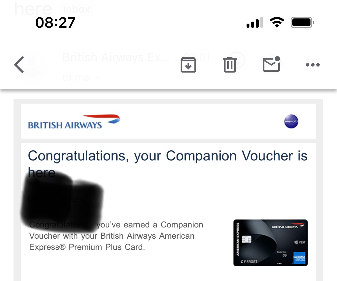 Last companion voucher @ £10k they have served us well