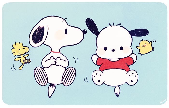 lovesickdoe's tweet photo. snoopy &amp; pochacco https://t.co/c2SbOhGv8t
