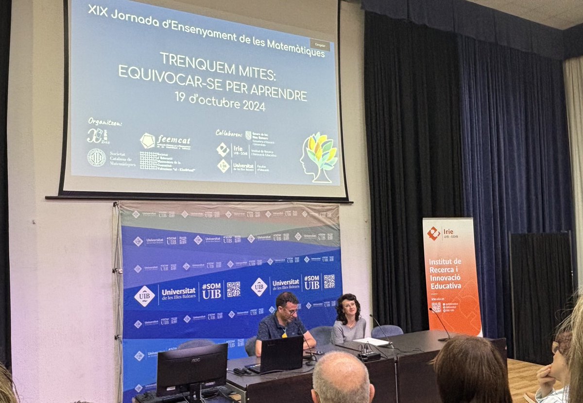 Carles Granell (@carlesgranell4) on Twitter photo XIX Jornada d’Ensenyament de les Matemàtiques a <a href="/UIBuniversitat/">Universitat de les Illes Balears - UIB</a> de Palma organitzada per <a href="/SBMXEIX/">SBMXEIX</a>
El lema “Trenquem mites: equivocar-se per aprendre” posa sobre la taula la necessitat d’abordar el sentit socioemocional en matemàtiques a les aules
#19jornadaconjunta XIX Jornada d’Ensenyament de les Matemàtiques a <a href="/UIBuniversitat/">Universitat de les Illes Balears - UIB</a> de Palma organitzada per <a href="/SBMXEIX/">SBMXEIX</a>
El lema “Trenquem mites: equivocar-se per aprendre” posa sobre la taula la necessitat d’abordar el sentit socioemocional en matemàtiques a les aules
#19jornadaconjunta