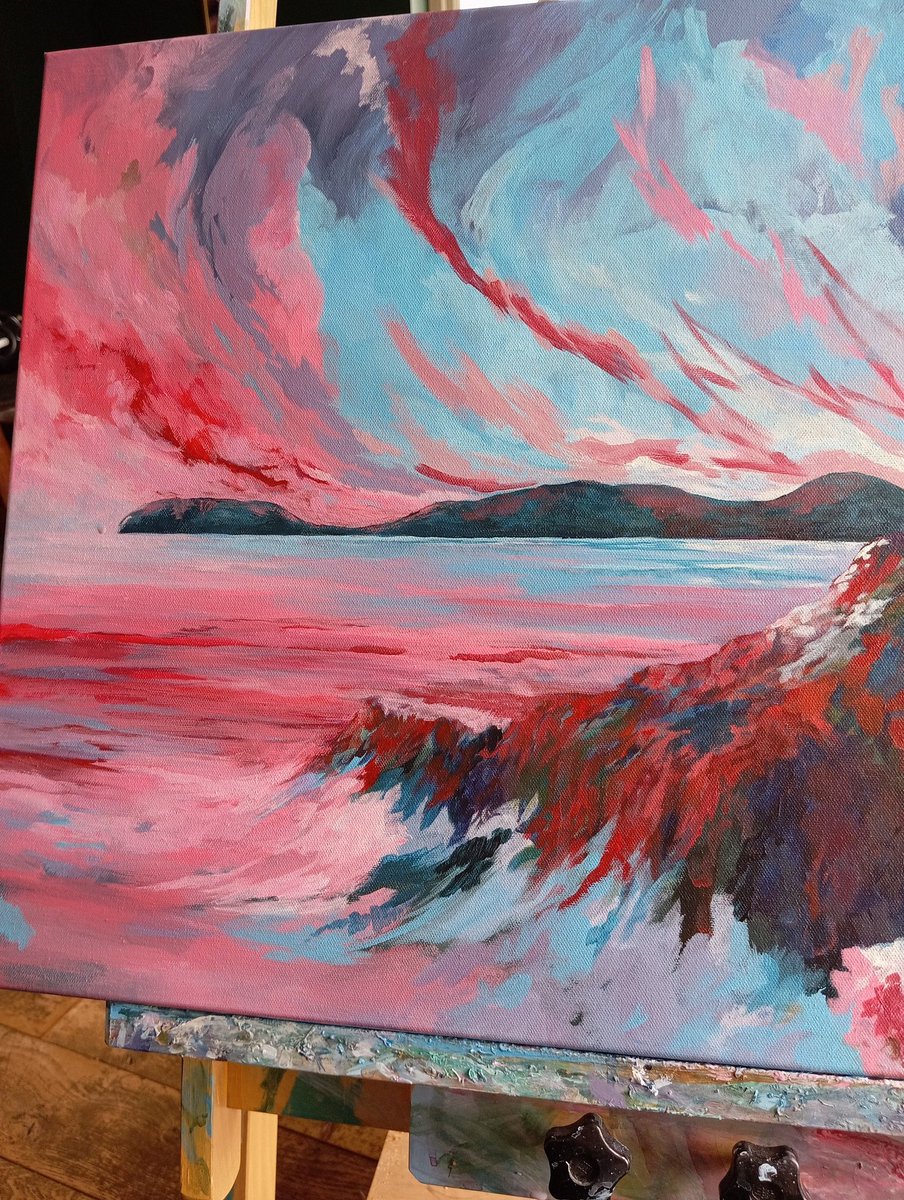 LauraDohertyart's tweet photo. Half of a painting of Fanad Lighthouse, Donegal. The half without the lighthouse. #fanad #Donegal #irishartist #lovedonegal https://t.co/RyRqNEhppr