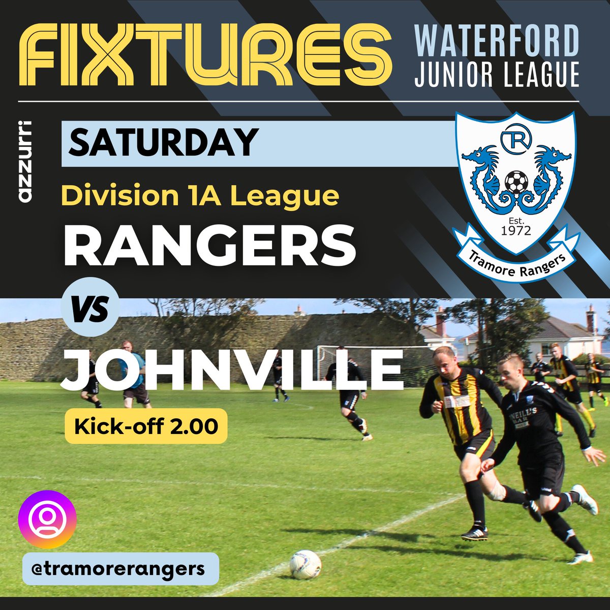 TramoreRangers's tweet photo. All the best to the First Division against Johnville this afternoon and also to the Rangers lads on GAA county final duty. https://t.co/2d5krsyeCY