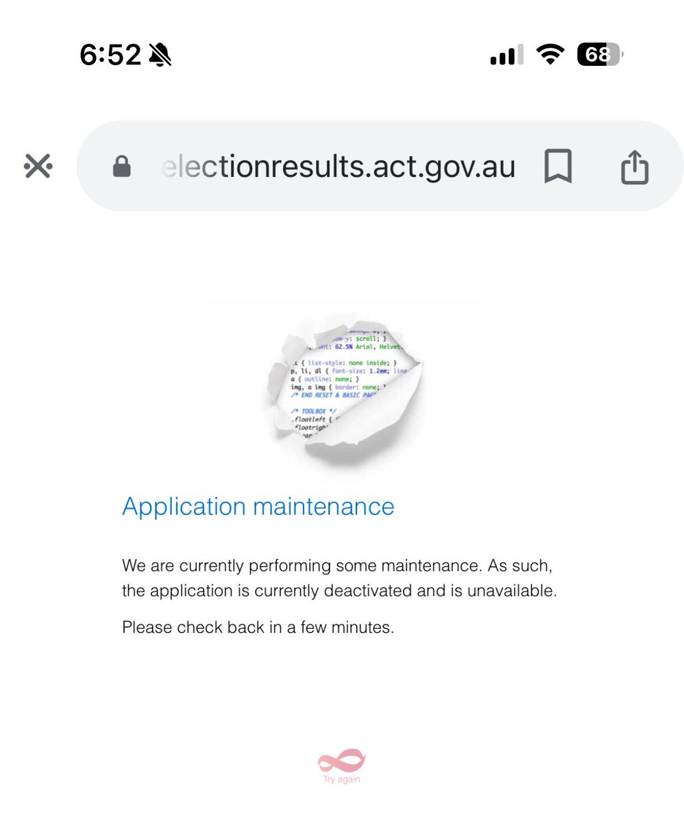 Elections ACT having some issues. #ACTelection
