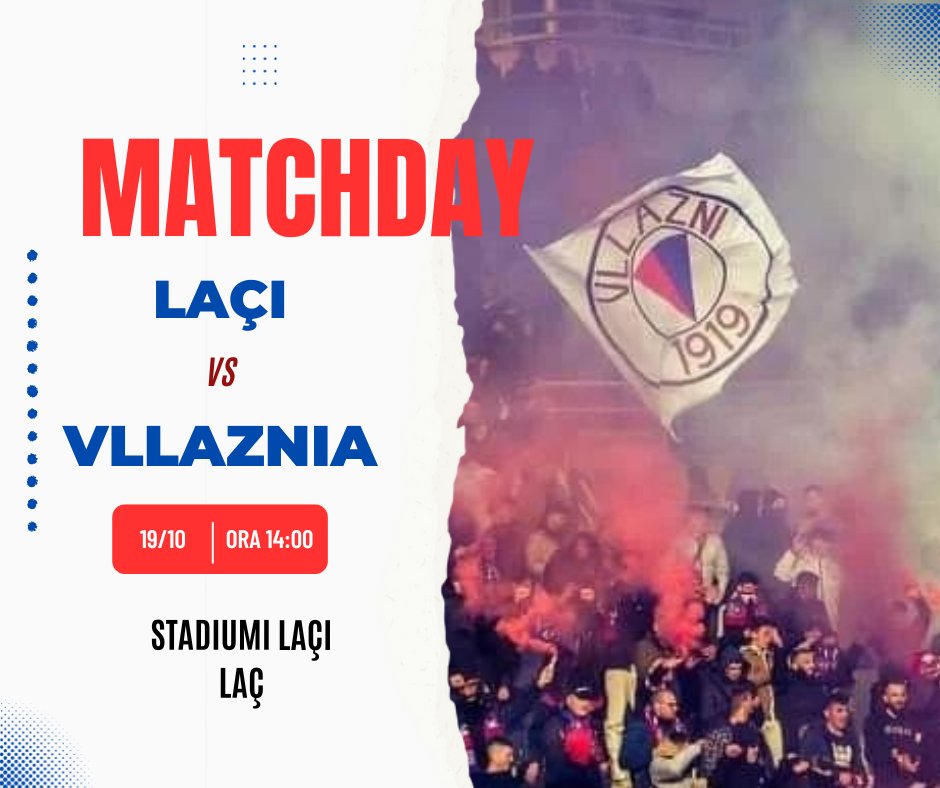 fkvllaznia's tweet photo. #Matchday: Sot ne oren 14:00 ne stadiumin e Laรงit luhet ndeshja Laรงi - Vllaznia e vlefshme per javen e 9 te Superliges.
#vllaznia #superliga #java9 https://t.co/ga8yMvD8Vh