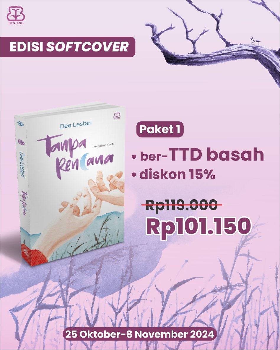 bentangpustaka's tweet photo. @deelestari Sooo, tunggu apalagi selain tunggu tanggal PO alias 25 Oktober besoook? Udah siyap-siyap, khaaan?🥰🥰🥰

#DeeLestari #TanpaRencana #AdDEEction #PreOrder #BookLaunching #BentangPustaka #RekomendasiBuku #Kumcer #Fiksi https://t.co/EIi4VEwlzA