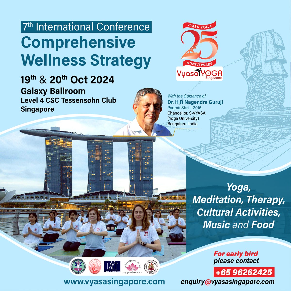 HRNagendra1's tweet photo. An enriching International #YogaConference hosted by VYASA Yoga Singapore on 19th & 20th Oct, 2024 at Tessensohn Club.
It would cover aspects like mind-body-soul #wellness #Mindfulness #SpiritualGrowth #HolisticHealth & cultural activities. Details in the attached itinerary. https://t.co/Uri06UF11c