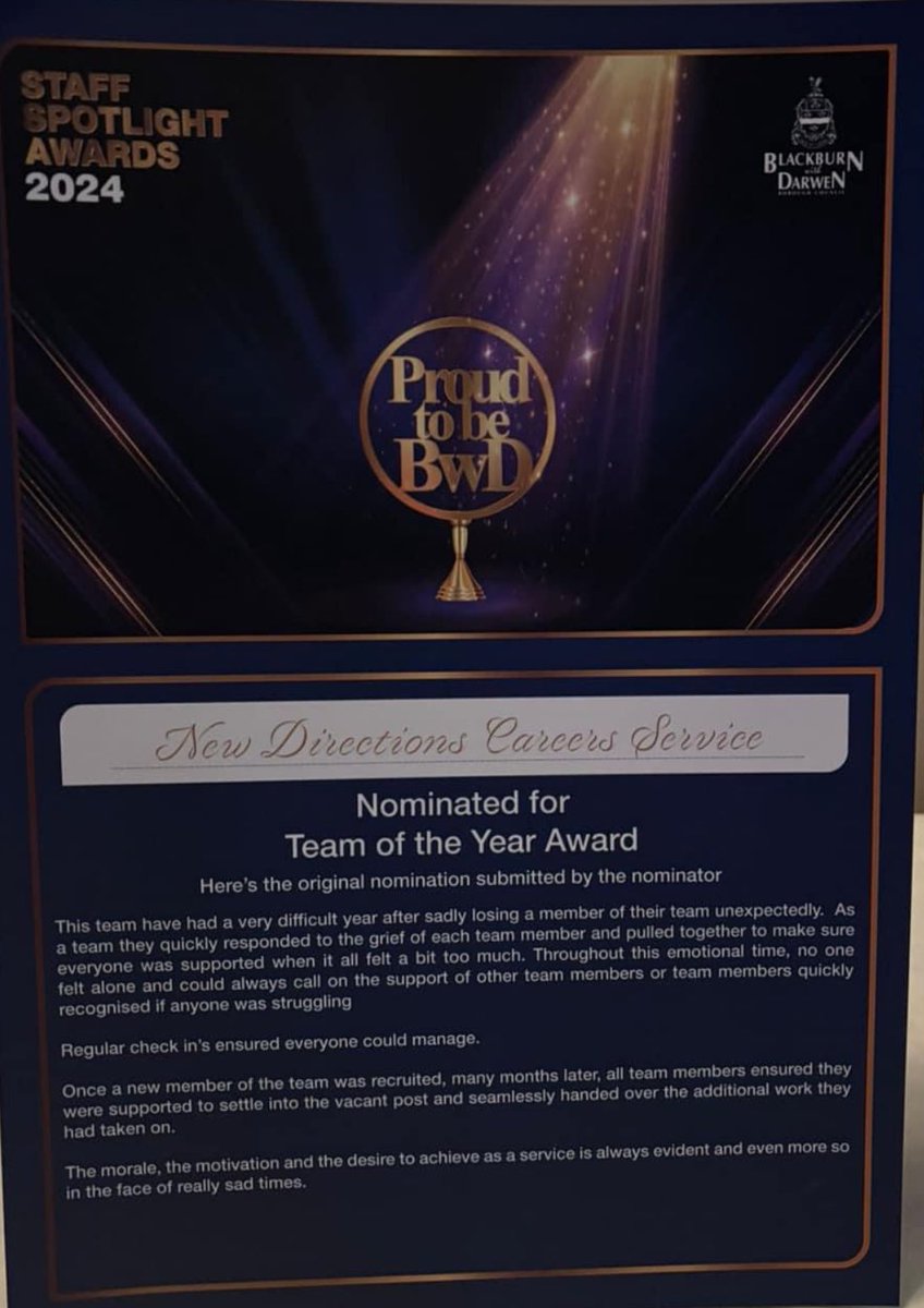 We were so incredibly proud to be shortlisted for Team of the Year 2024!  We didn’t quite win this time but there’s always next year. Well done to The Seeds who were deserving winners 🥳🍾👏👏