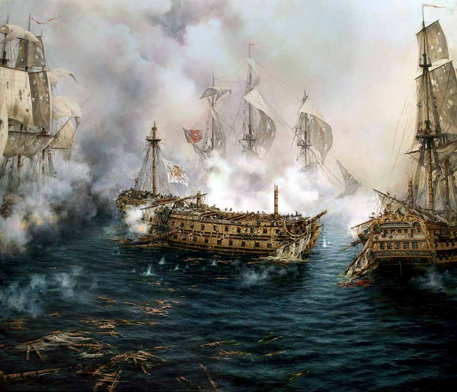 Guille_Nicieza's tweet photo. Tal día como hoy, 19 de octubre de 1747, en el cabo de Santa Vicente, el navío Glorioso libró su último combate. Había cruzado el Atlántico librando en solitario 5 batallas contra 4 navíos, 6 fragatas y 2 bergantines. Fue uno de los mayores hitos de la historia naval de España. https://t.co/VTSCSK4kVN