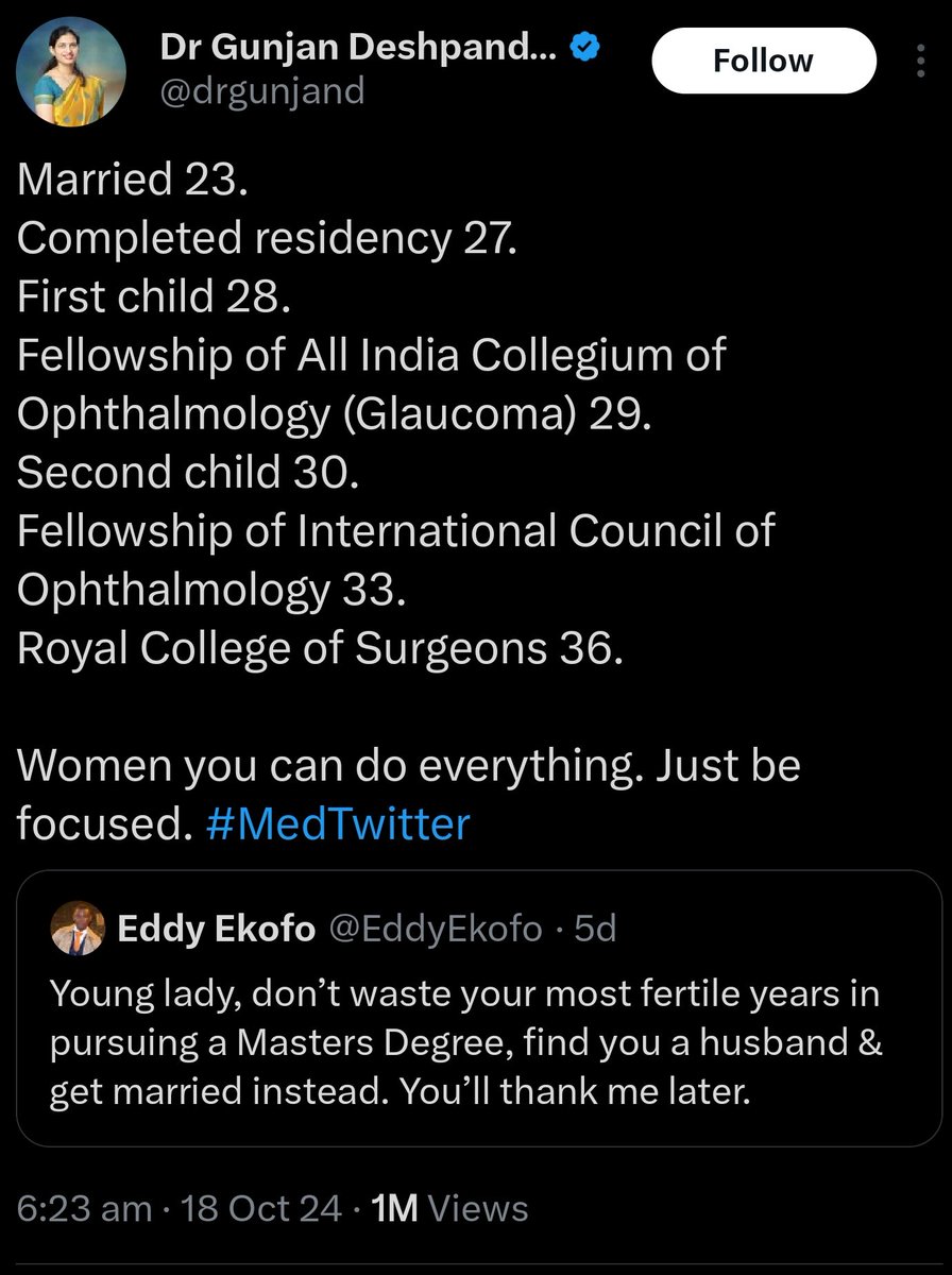 smartnashik's tweet photo. #EpicReply
A woman can do anything and everything.
#Respect 🙏🏼
#MEDTwitter https://t.co/uF00K4SKcG