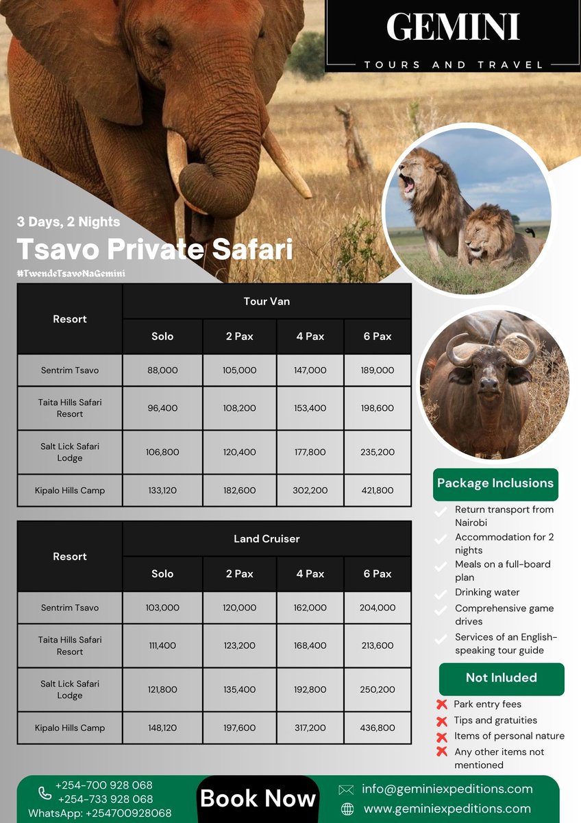 Gem_Expeditions's tweet photo. Experience one of the largest parks in the world and one of the oldest parks in Kenya. Enjoy game drives in the vast amazing landscape and abundant untamed wildlife especially elephants and the Man-eater lions which coincidentally explains the meaning of the word Tsavo... https://t.co/ZzcsqvhQr8