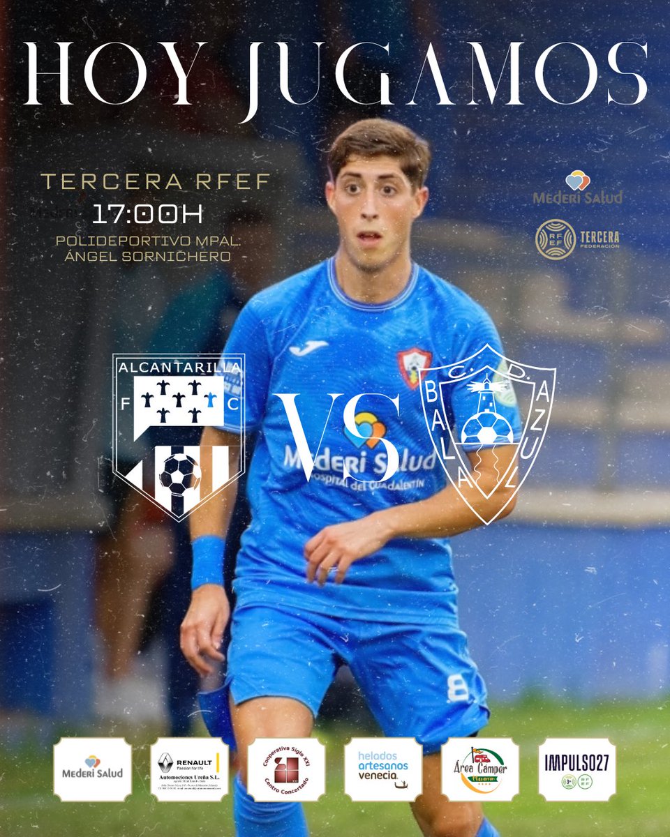 🫡 ¡𝐇𝐎𝐘 𝐉𝐔𝐆𝐀𝐌𝐎𝐒! Sábado de Bala Azul.

🆚 <a href="/AlcantarillaFC/">Alcantarilla FC</a>.
🕔 17:00h.
🏟️ Polideportivo Municipal Ángel Sornichero.
🏆 Tercera RFEF | Jornada 7.
📝 clubdeportivobalaazul.es/la-previa-con-…

🦈 #VamosBala