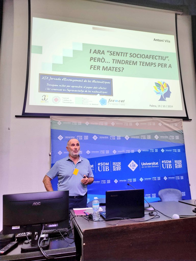Feemcat (@feemcat) on Twitter photo Comença la #19jornadaconjunta a la <a href="/UIBuniversitat/">Universitat de les Illes Balears - UIB</a> de Palma, organitzada conjuntament per <a href="/SBMXEIX/">SBMXEIX</a> <a href="/SEMCV/">SEMCV</a> <a href="/soccatmat/">Societat Catalana de Matemàtiques</a> <a href="/Feemcat/">Feemcat</a>
Un gran inici amb la conferència de l'<a href="/AntoniVilaC/">Antoni Vila</a>! Comença la #19jornadaconjunta a la <a href="/UIBuniversitat/">Universitat de les Illes Balears - UIB</a> de Palma, organitzada conjuntament per <a href="/SBMXEIX/">SBMXEIX</a> <a href="/SEMCV/">SEMCV</a> <a href="/soccatmat/">Societat Catalana de Matemàtiques</a> <a href="/Feemcat/">Feemcat</a>
Un gran inici amb la conferència de l'<a href="/AntoniVilaC/">Antoni Vila</a>!