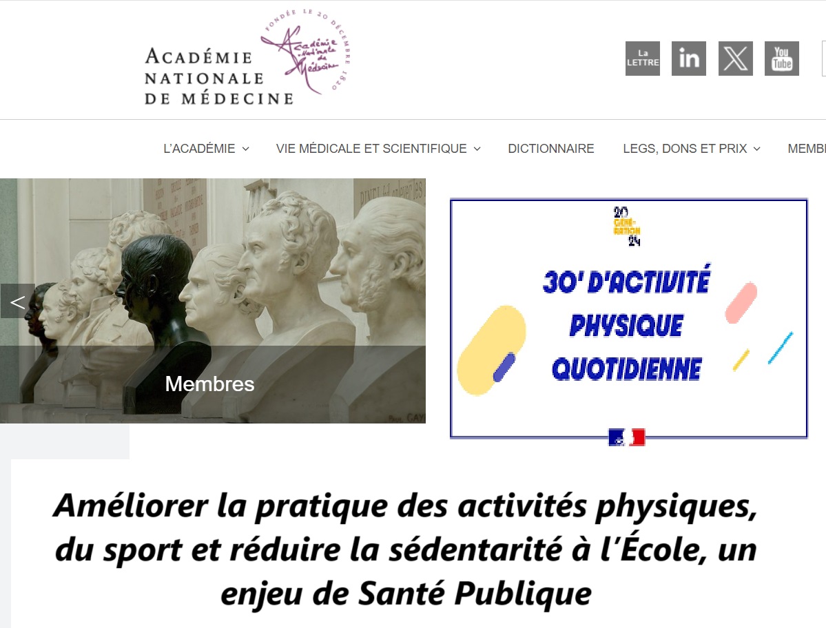 🏃‍ 🏃‍♂️‍ 👨‍🦽‍ L' <a href="/acadmed/">Académie de médecine de France</a> Académie de médecine de France  met en première place le dispositif #30APQ dans la liste de ses recommandations 
👉actibloom.com/actualites/l-a…