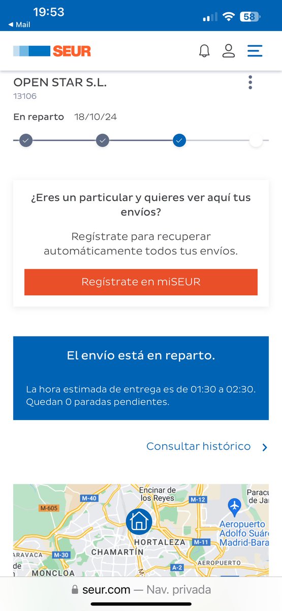 JCMatamorosS's tweet photo. @SEUR @SEUR_responde IMPRESENTABLES y PÉSIMO el servicio. Dicen AUSENTE, cuando se tenia que entregar de 1:30 a 2:30 y a las 18:40 dicen Ausente…. #seur #malservicio #impresentables https://t.co/7VUg1eOSvZ