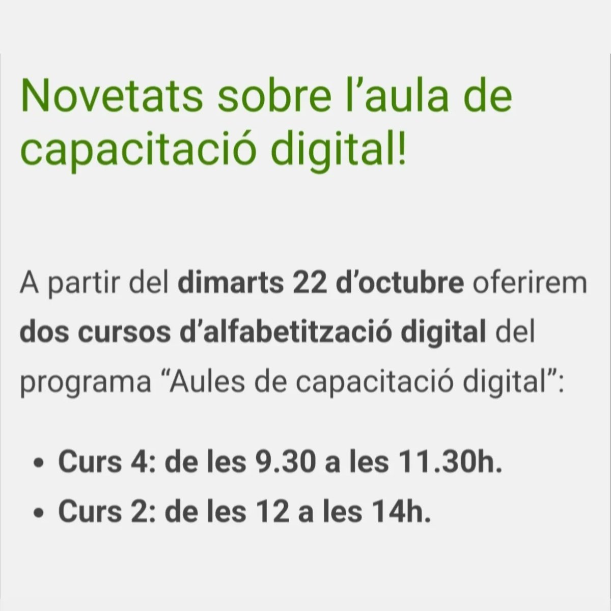 Si hi estàs interessat truca o vine al <a href="/CfaVendrell/">CFA El Vendrell</a> a apuntar-te.

<a href="/educatiu/">Pla Educatiu d'Entorn del Vendrell</a> <a href="/ConsellCBP/">CC Baix Penedès</a> <a href="/XVendrellenca/">Federació Xarxa Vendrellenca 🏡🌈♻🟢🌏🏕</a> <a href="/sebaixpenedes/">SE Baix Penedès</a> <a href="/educaciocat/">Educació</a>  <a href="/elvendrell_cat/">Ajuntament del Vendrell</a>
#fadults #educaciodadults  <a href="/OficinaJoveBP/">Oficina Jove BP</a>