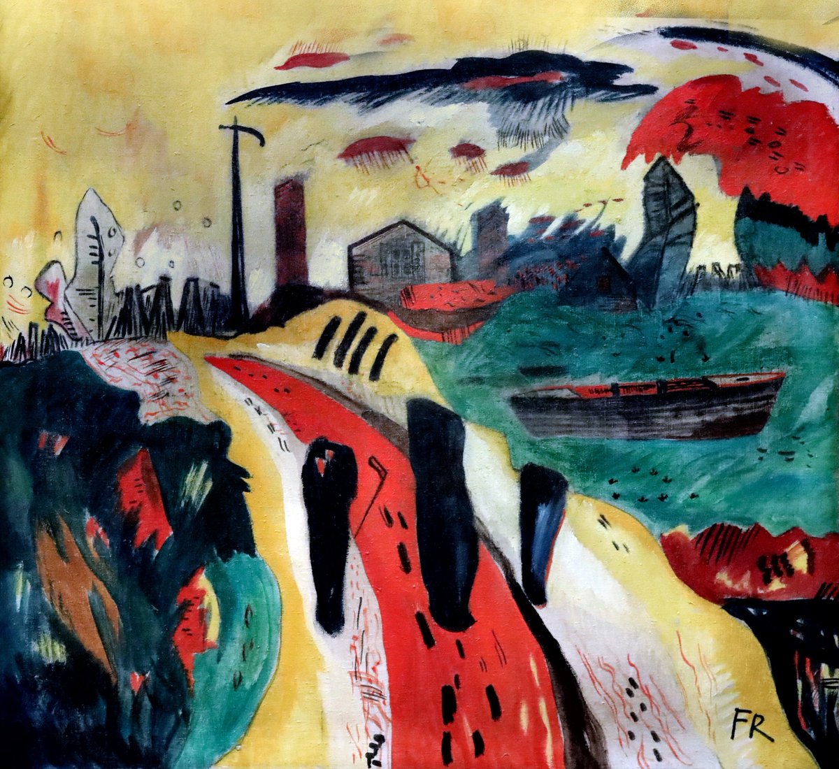 MenschOhneMusil's tweet photo. Franz #Radziwill, 1895-1983, Landschaft mit drei schwarzen Schemen, 1921. https://t.co/kG1yYV5ko4