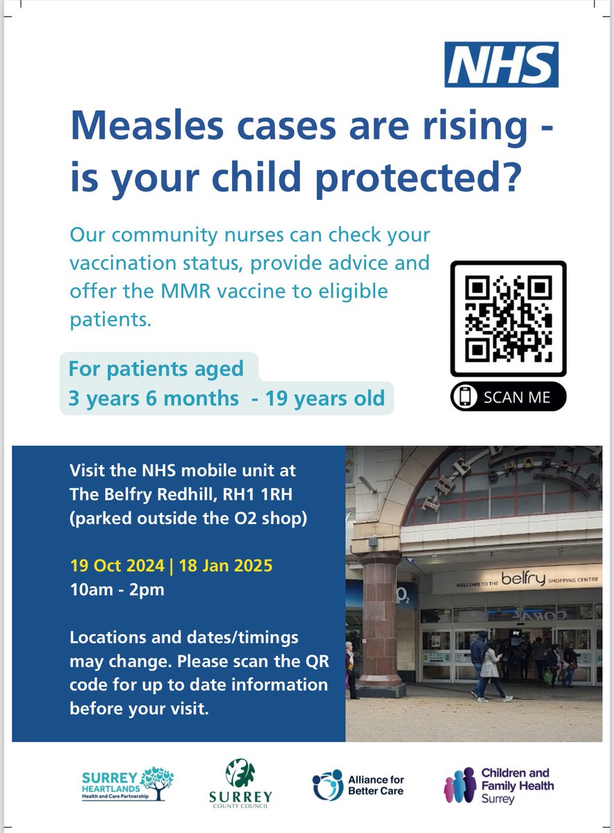 Eva Bangova (@equityevrrace) on Twitter photo #measles out of hours pop ups for our local population. Come and visit or signpost someone you know who is not sure, if their child is fully protected against mesless and our <a href="/1stchatter/">FirstCommunityHealth</a> team will be more than happy to help!
<a href="/SurreyHeartland/">Surrey Heartlands Health and Care Partnership</a> <a href="/AllianceBetter/">Alliance for Better Care CIC (NHS GP Federation)</a> <a href="/BelfryShopping/">Belfry Shopping Centre</a> #measles out of hours pop ups for our local population. Come and visit or signpost someone you know who is not sure, if their child is fully protected against mesless and our <a href="/1stchatter/">FirstCommunityHealth</a> team will be more than happy to help!
<a href="/SurreyHeartland/">Surrey Heartlands Health and Care Partnership</a> <a href="/AllianceBetter/">Alliance for Better Care CIC (NHS GP Federation)</a> <a href="/BelfryShopping/">Belfry Shopping Centre</a>