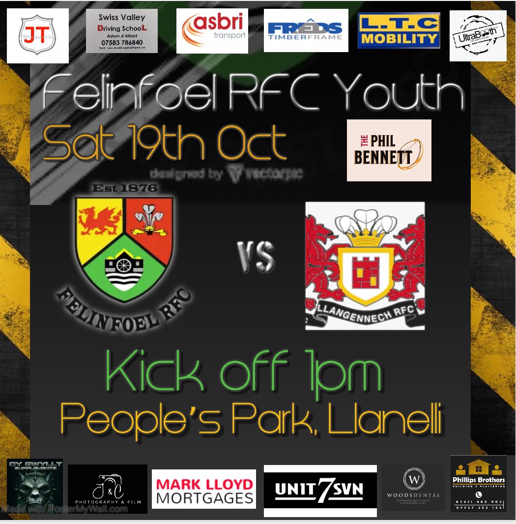 All the best to our Youth, who face <a href="/LlanrfcYouth/">Llangennech Youth.</a> today, warm welcome to our visitors, making the short journey across town. #youthrugbyrising #vivalafoel