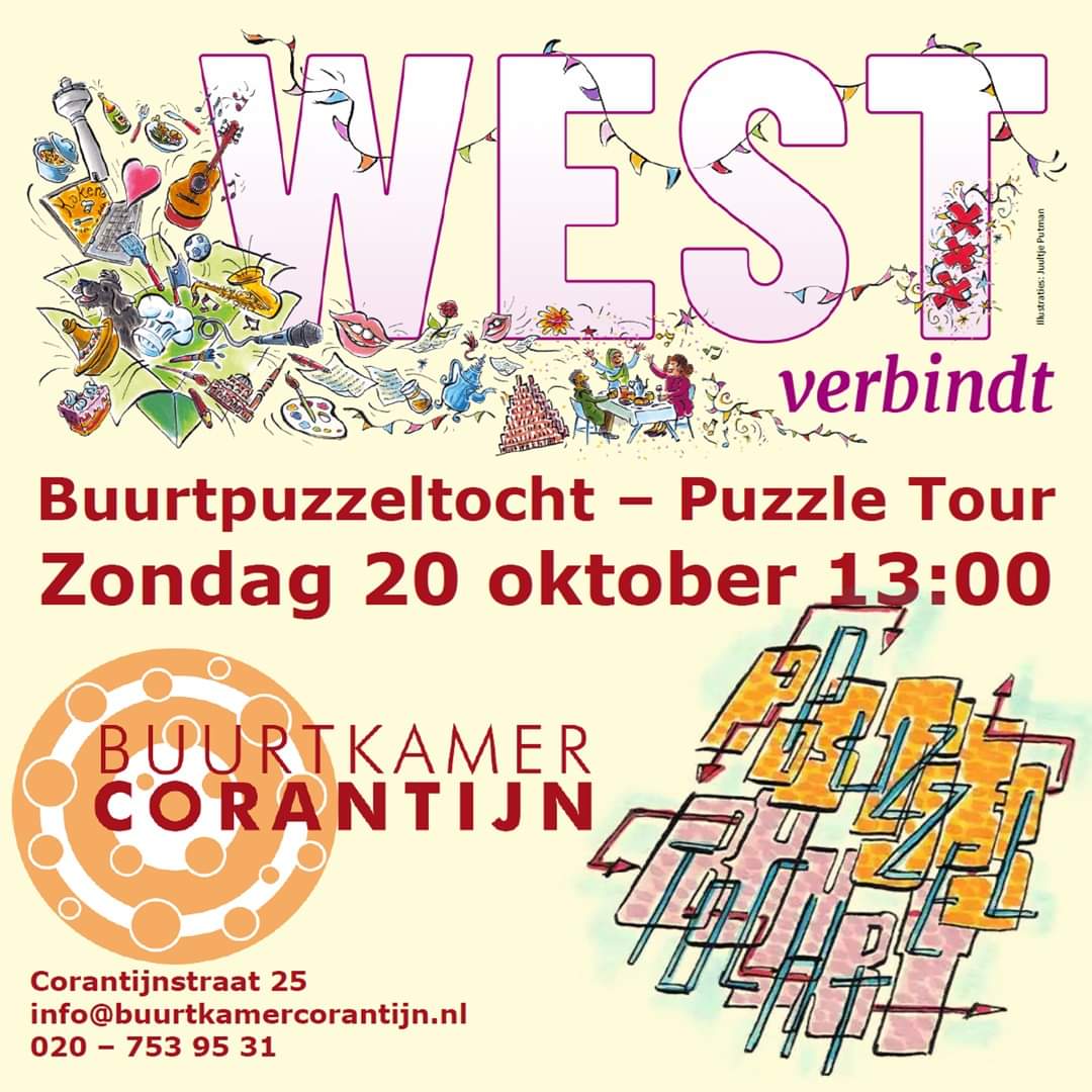 Een puzzeltocht in de Postjesbuurt op zondag 20 oktober om 13u. Lekker dwalen door De #Baarsjes en het weer werkt ook nog mee.
#uittip