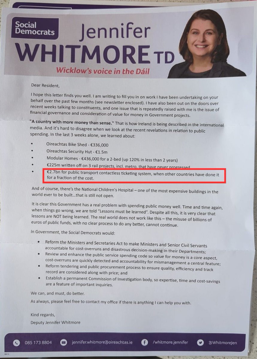 So after being called out for creating this clearly fake news story about a €2.7 billion contract for contactless payments on public transport, they've decided to put it on leaflets and deliver it to people's houses.
