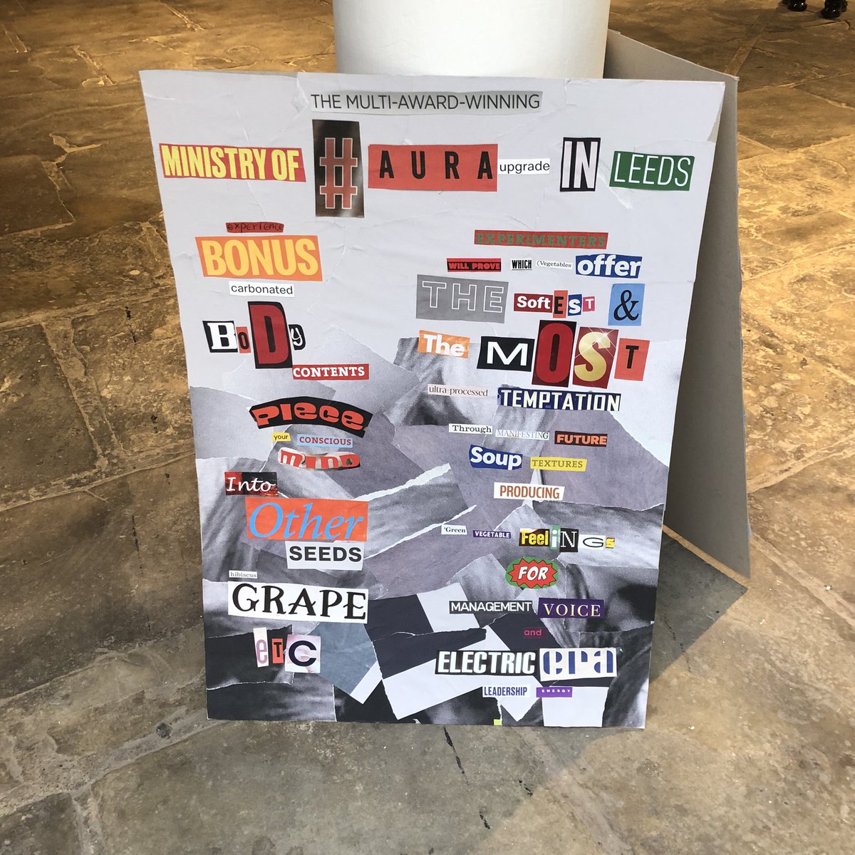 WasThatThunder's tweet image. At the Leeds Corn Exchange as @tombranfoot and @sarahkdawson create cut up poetry