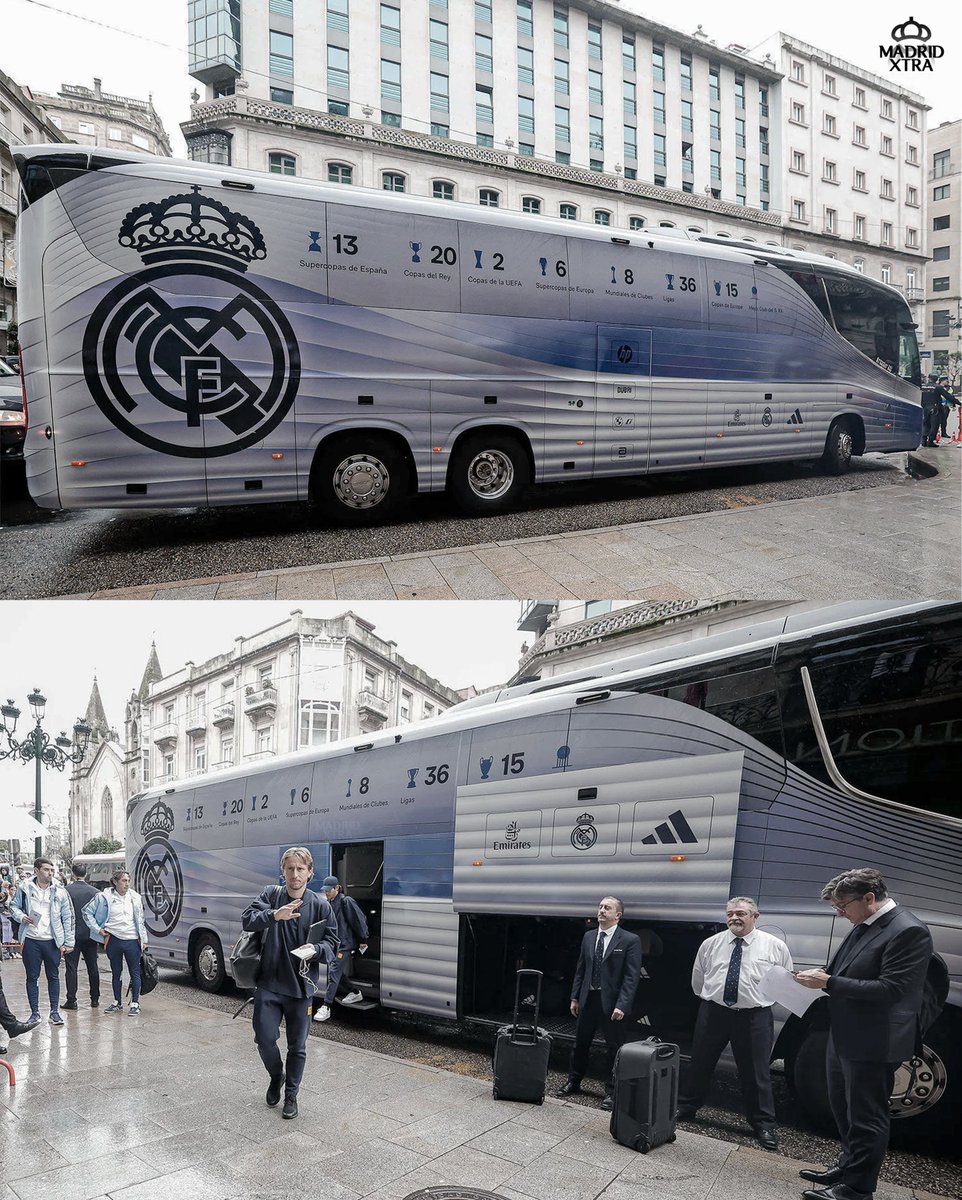 MadridXtra's tweet photo. Real Madrid's new buss. 🚌⚪️ https://t.co/O7AdL06dUF