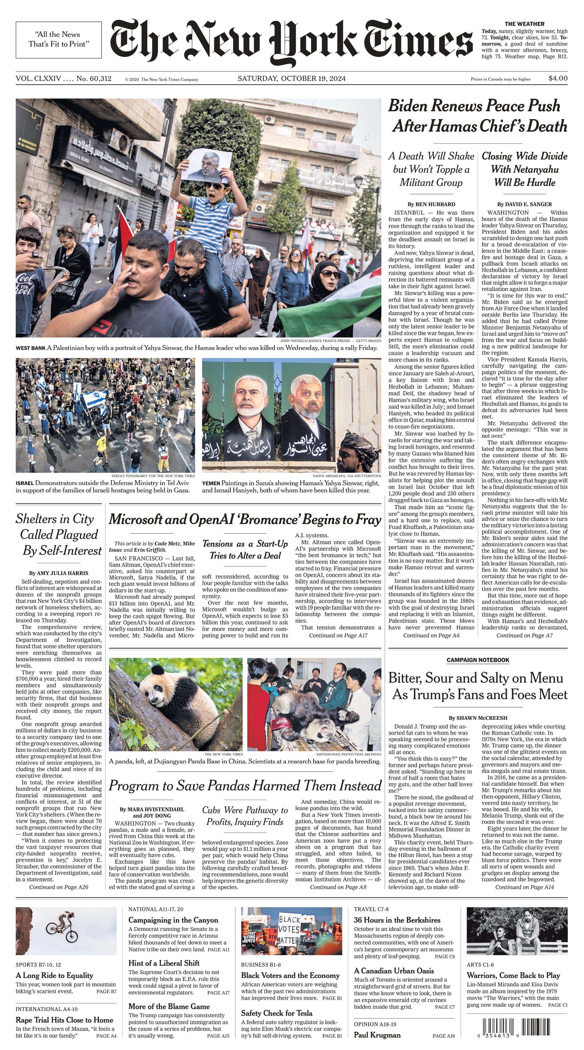 BoomersDaily on X: &ldquo;THE NEW YORK TIMES - SATURDAY, OCTOBER 19 