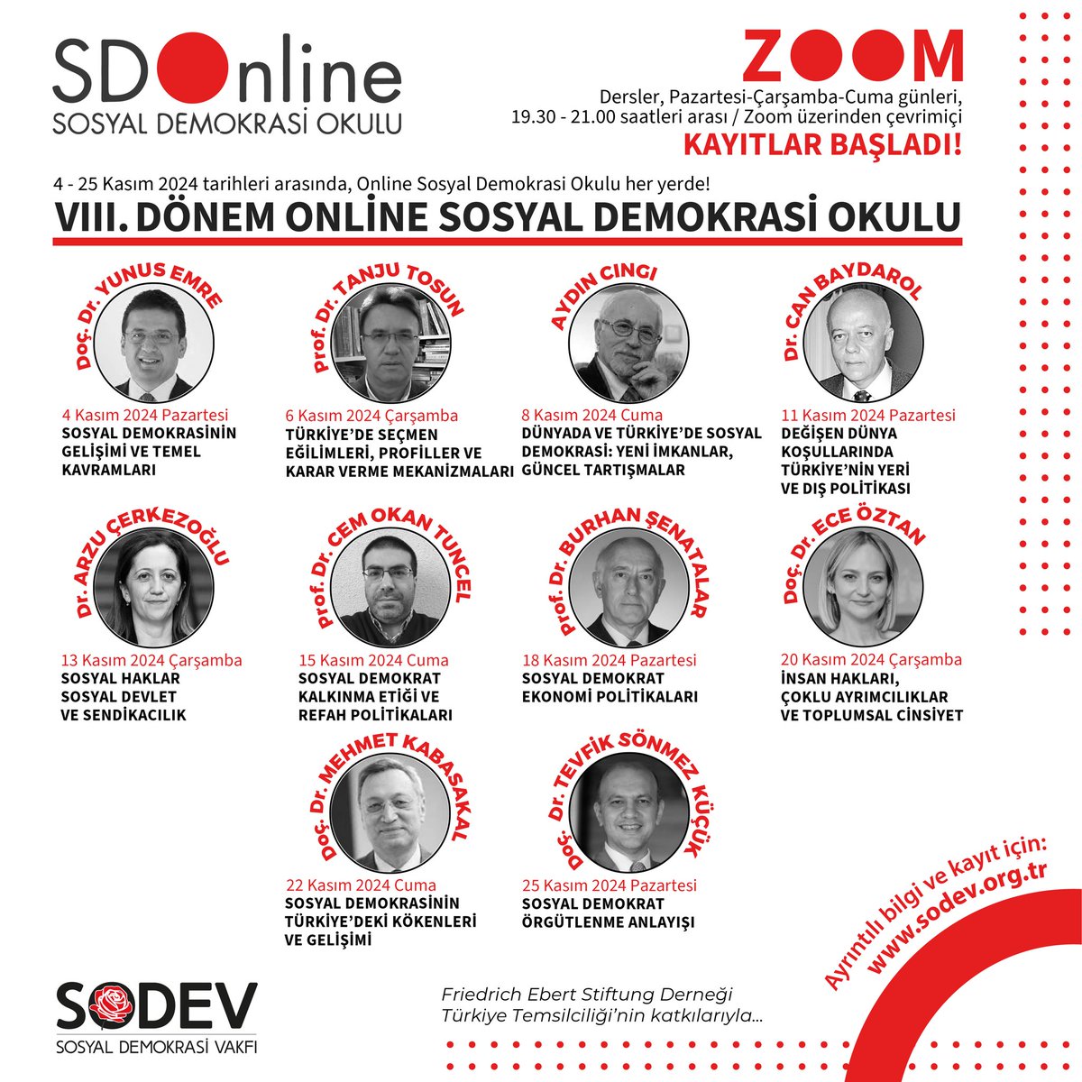 Sosyaldemokrasi's tweet image. ONLİNE SOSYAL DEMOKRASİ OKULU&apos;NDA VIII. DÖNEM KAYITLARI BAŞLADI! 
SODEV&apos;in düzenlediği Online Sosyal Demokrasi Okulu programının yeni dönemi 4 Kasım’da başlıyor. 
Ayrıntılı bilgi, program ve kayıt formu için: sodev.org.tr/sdonline  
#SODEV #SosyalDemokrasi #SosyalDemokrasiOkulu