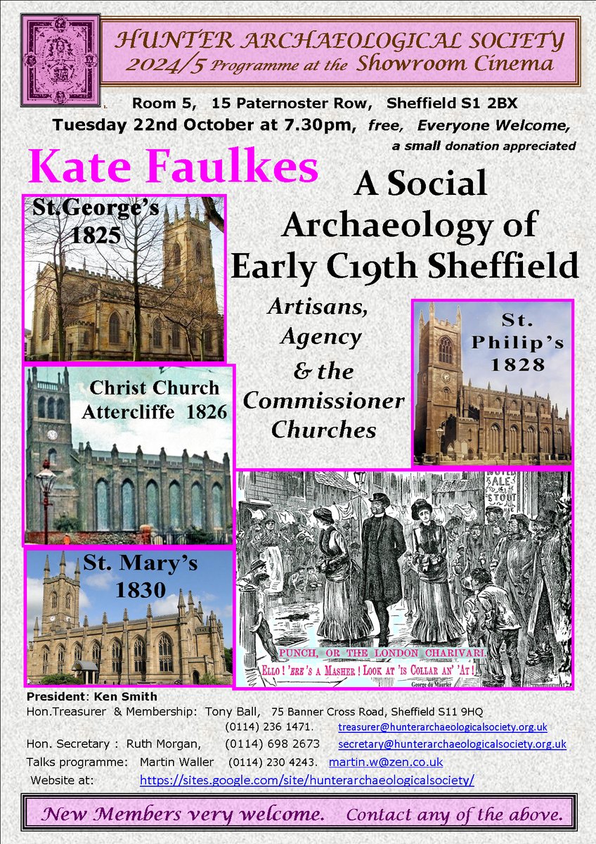 Hunter Archaeological Society (@hunterarchsoc) on Twitter photo Our next talk is on Tuesday 22 October at 7.30pm in Room 5 at the Showroom Cinema, when Kate Faulkes will be talking to us about ‘A Social Archaeology of early 19th century Sheffield: Artisans, Agency and the Commissioner Churches’. Our next talk is on Tuesday 22 October at 7.30pm in Room 5 at the Showroom Cinema, when Kate Faulkes will be talking to us about ‘A Social Archaeology of early 19th century Sheffield: Artisans, Agency and the Commissioner Churches’.